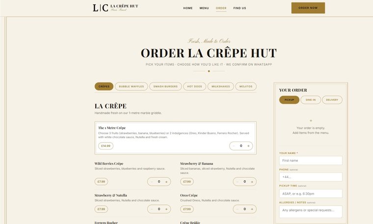La Crêpe Hut order system build