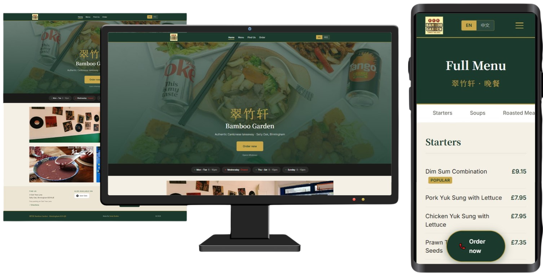 Bamboo Garden Restaurant ordering website on desktop